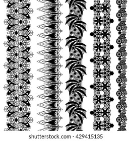 black lace braid on a white background