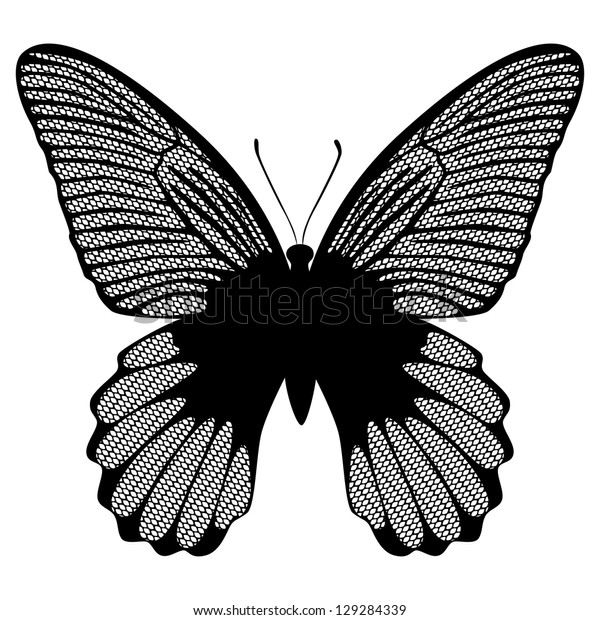 Download Black Lace Butterfly On White Background Stock Vector ...
