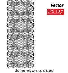 Black lace design background, ornamental flowers band Abstract Lace Ribbon Seamless Pattern. Template frame Lace Doily. Floral background border vector illustration