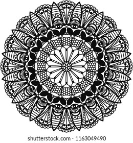 Black Lace Doily - Beautiful vintage style black lace doily isolated on white background