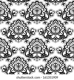 Black Lace. Floral pattern. Seamless texture.