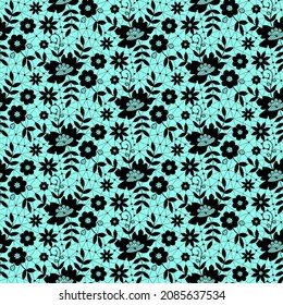 black lace flower pattern on turquoise background