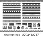 Black lace line vector set.
