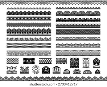 Conjunto de vetores de linha de renda preta.
