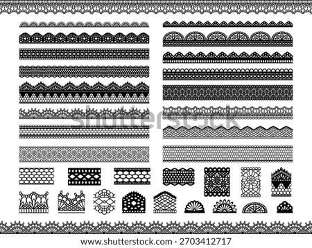 Black lace line vector set.