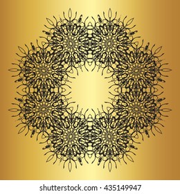 Black lace pattern on a gold background
