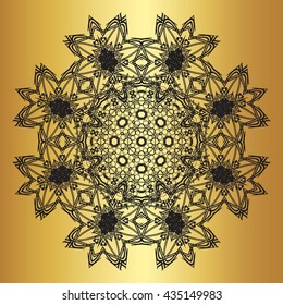 Black lace pattern on a gold background
