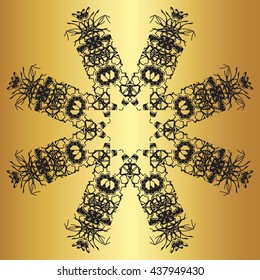 Black lace pattern on a gold background
