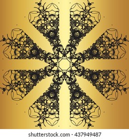 Black lace pattern on a gold background