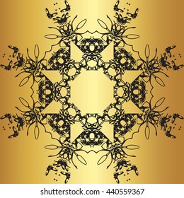 Black lace pattern on a gold background
