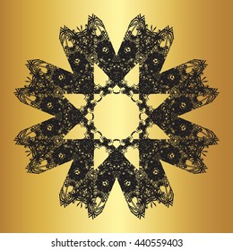 Black lace pattern on a gold background
