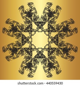 Black lace pattern on a gold background
