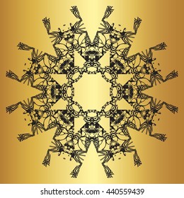 Black lace pattern on a gold background

