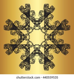 Black lace pattern on a gold background

