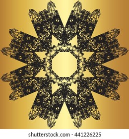 Black lace pattern on a gold background
