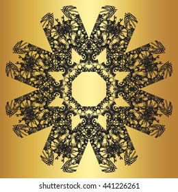 Black lace pattern on a gold background
