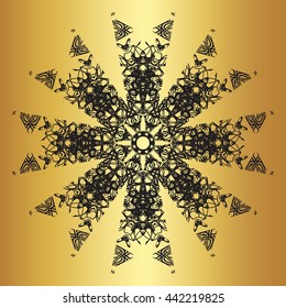 Black lace pattern on a gold background

