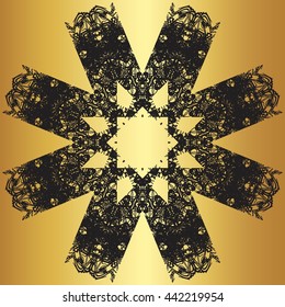 Black lace pattern on a gold background
