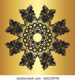 Black lace pattern on a gold background
