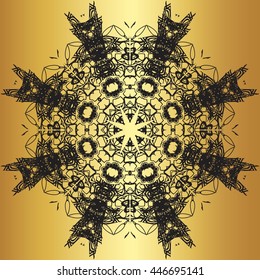 Black lace pattern on a gold background
