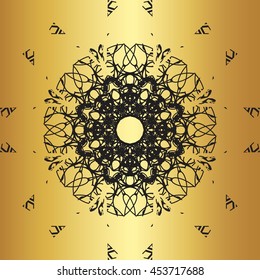 Black lace pattern on a gold background

