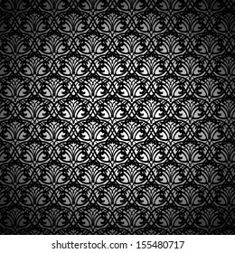 Black Lace Pattern on White Background, vector