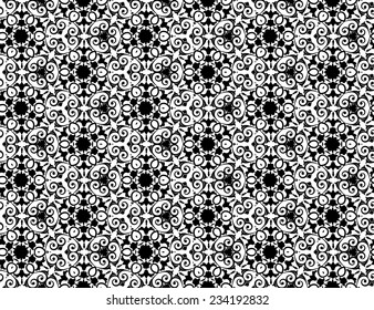Black lace pattern on white background