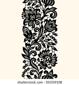 Black lace. Seamless pattern.