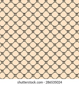 Black Lace. Seamless Pattern. Beige Background.