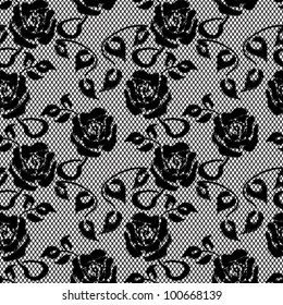 Black Lace Seamless Pattern On White Background
