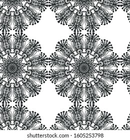 black lace tulip mandala   pattern on a transparent background
