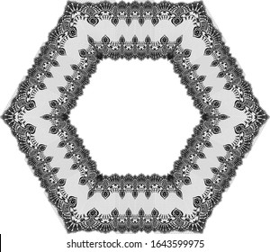Black lace vector design frame for decoration with white background