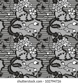 Black lace vector fabric seamless  pattern