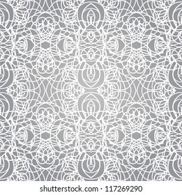Black lace vector fabric seamless pattern with lines and waves