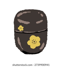 Black Lacquer Tea Caddy (Natsume) Illustration