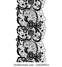 Black lacy vintage elegant trim. Vector illustration