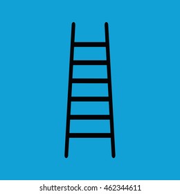 Black ladder icon vector. Blue background