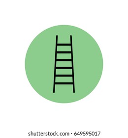 Black ladder icon vector. Green button. Green circle
