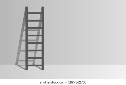 black ladder with light in the white wall