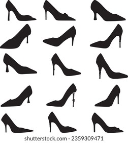 Las damas negras tacones altos silueta de arte vectorial.