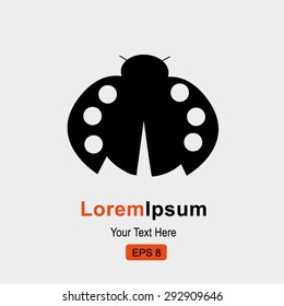 Black ladybug flight icon, simple elements logo. Vector illustration. Logo template. Flat style. 