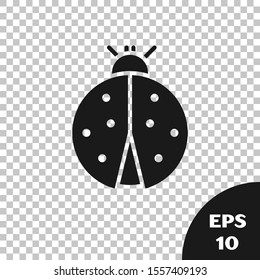 Black Ladybug icon isolated on transparent background.  Vector Illustration
