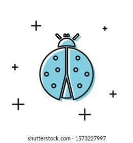 Black Ladybug icon isolated on white background.  Vector Illustration
