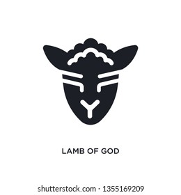 black lamb of god isolated vector icon. simple element illustration from religion concept vector icons. lamb of god editable logo symbol design on white background. can be use for web and mobile