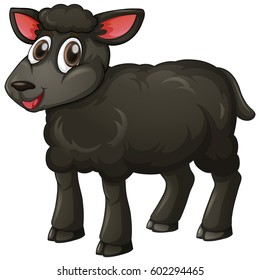 Cordero negro en ilustración de fondo blanco