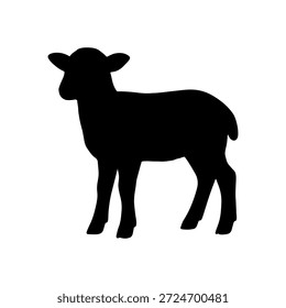 Black lamb silhouette icon representing farm animal sheep and spring livestock