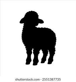 Black lamb silhouette vector illustration on white background
