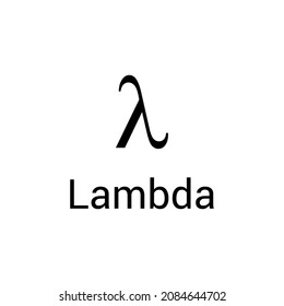 Black Lambda Symbol Icon With Name. Greek Alphabet Letter