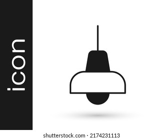 Black Lamp hanging icon isolated on white background. Ceiling lamp light bulb.  Vector