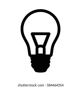 Black lamp icon. Flat vector cartoon illustration. Objects isolated on a white background.
